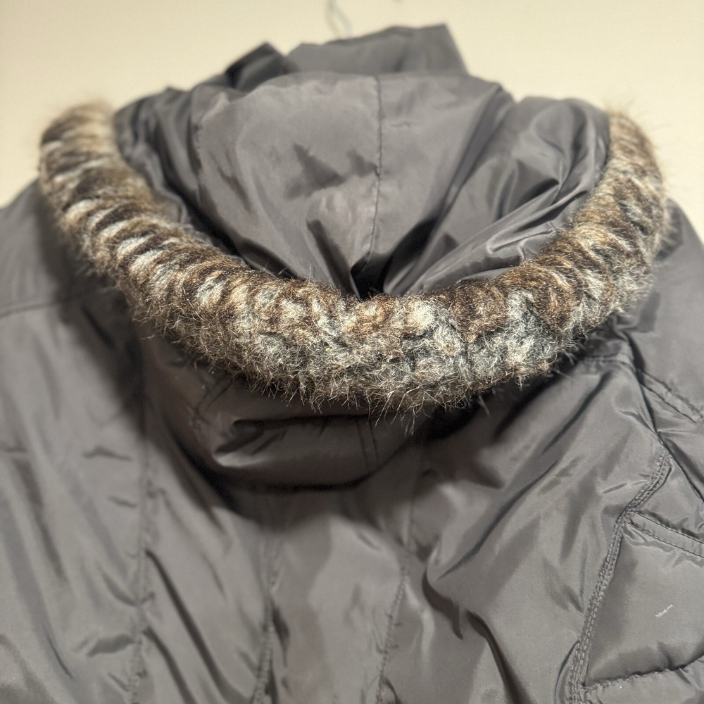 Andrew Marc New York Faux Fur Trimmed Hooded Down Puffer Parka Jacket Gray XL - Picture 7 of 16